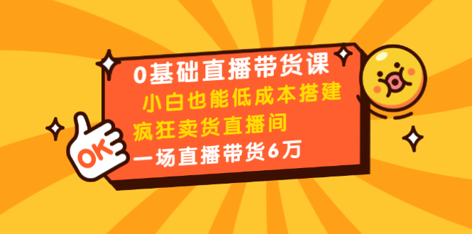 0基础直播带货课：小白也能低成本搭建疯狂卖货直播间：1场直播带货6万-第一精品资源库