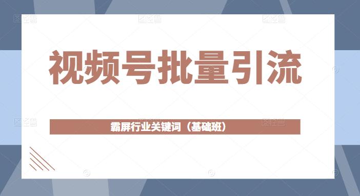 视频号批量引流，霸屏行业关键词（基础班）全面系统讲解视频号玩法-第一精品资源库