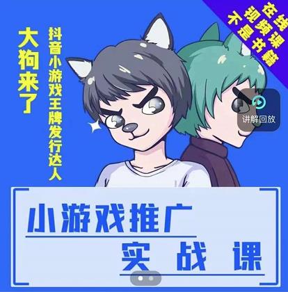 大狗来了：小游戏推广实战课，带你搭建一个游戏推广变现账号-第一精品资源库