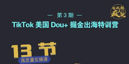 TikTok美国Dou+掘金出海特训营，美国dou+成功投放95%-第一精品资源库