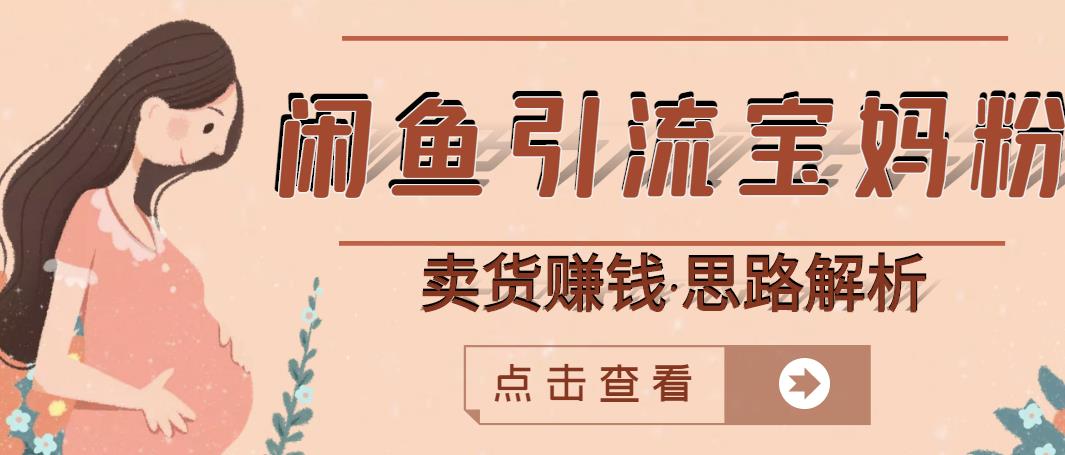 闲鱼引流宝妈粉+卖货赚钱一个月收益30000+（实操视频教程）-第一精品资源库