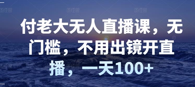 付老大无人直播课，无门槛，不用出镜开直播，一天100+-第一精品资源库