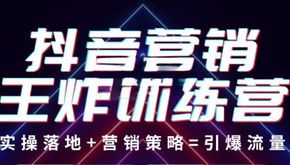 抖音营销王炸训练营，实操落地+营销策略=引爆流量（价值8960元）-第一精品资源库