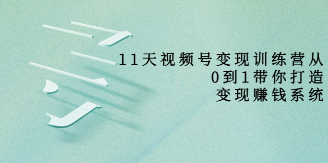 11天视频号变现训练营，从0到1打造变现赚钱系统（价值398元）-第一精品资源库