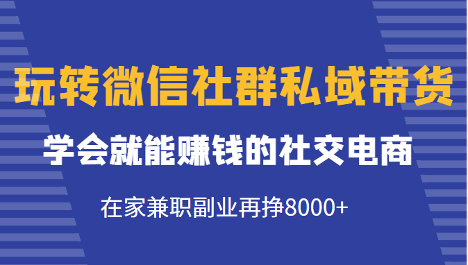 玩转微信社群私域带货，学会就能赚钱的社交电商，在家兼职副业再挣8000+-第一精品资源库