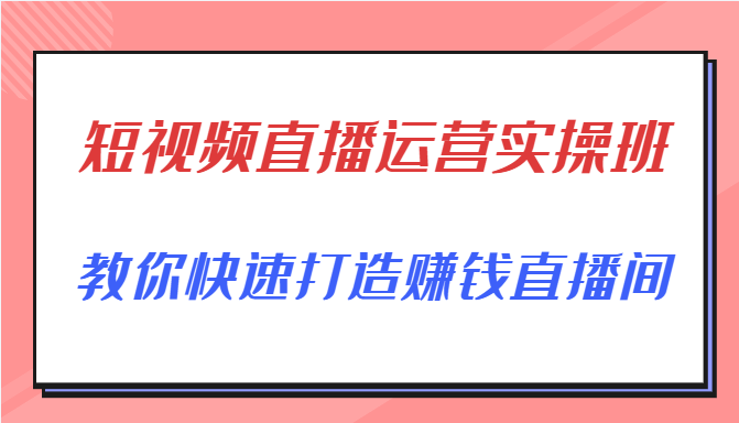 短视频直播运营实操班，直播带货精细化运营实操，教你快速打造赚钱直播间-第一精品资源库