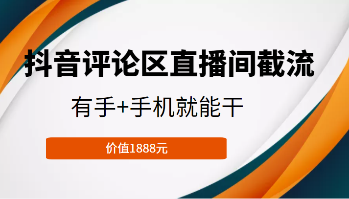 抖音评论区直播间截流，有手+手机就能干，门槛极低，模式可大量复制（价值1888元）-第一精品资源库