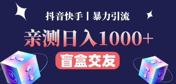 日收益1000+的交友盲盒副业丨有手就行的抖音快手暴力引流-第一精品资源库