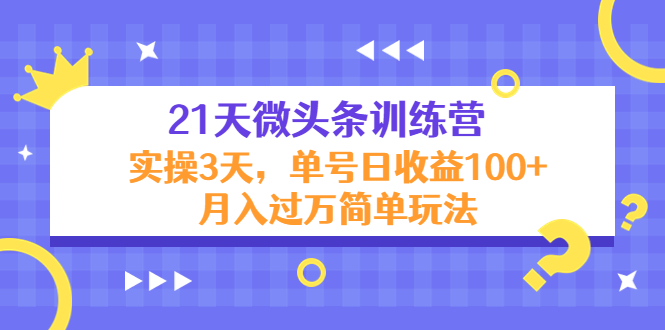 21天微头条训练营，实操3天，单号日收益100+月入过万简单玩法-第一精品资源库