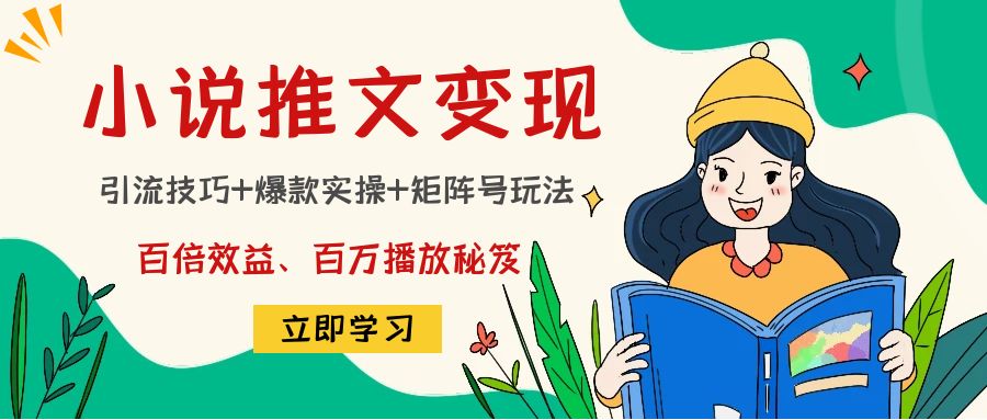 小说推文训练营：引流技巧+爆款实操+矩阵号玩法，百倍效益、百万播放秘笈-第一精品资源库