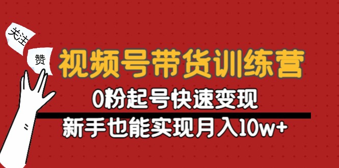 视频号带货训练营：0粉起号快速变现，新手也能实现月入10w+-第一精品资源库