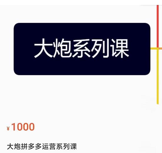 大炮拼多多运营系列课，各类​玩法合集，拼多多运营玩法实操-第一精品资源库