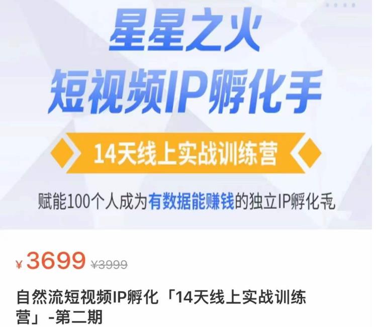 瑶瑶·自然流短视频IP孵化第二期，14天线上实战训练营，赋能100个人成为有数据能赚钱的独立IP孵化手-第一精品资源库