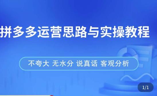 拼多多店铺运营思路与实操教程，快速学会拼多多开店和运营，少踩坑，多盈利-第一精品资源库