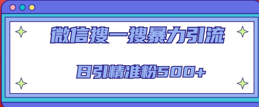 微信搜一搜引流全系列课程，日引精准粉500+（8节课）-第一精品资源库