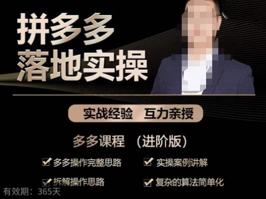 拼多多实战篇·落地实操：多多操作完整思路+实操案例讲解+拆解操作思路+复杂的算法简单化-第一精品资源库