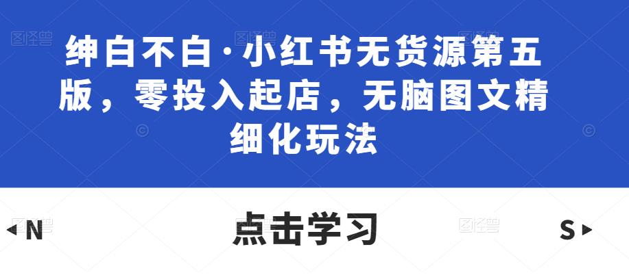 绅白不白·小红书无货源第五版，零投入起店，无脑图文精细化玩法-第一精品资源库