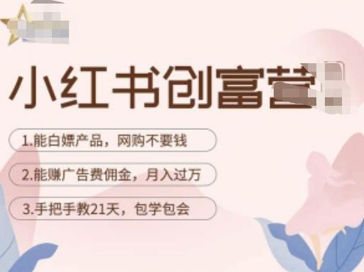 小红书创富营-教小红书带货，陪跑21天，教你赚广告费佣金，月入过万-第一精品资源库