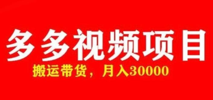 多多带货视频快速50爆款拿带货资格，搬运带货，月入30000【全套脚本+详细玩法】-第一精品资源库