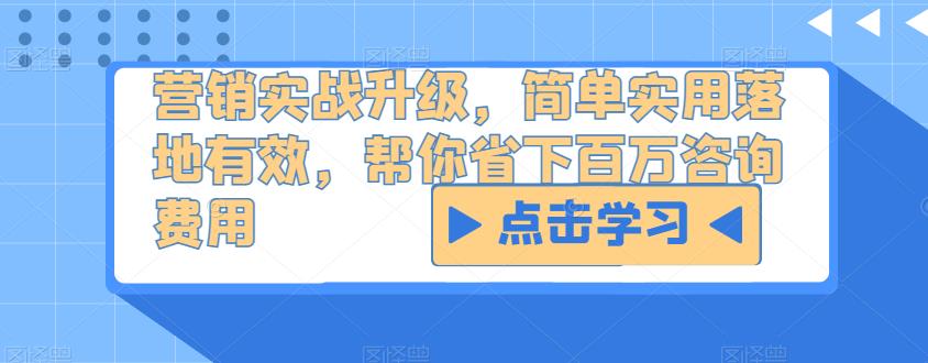 营销实战升级，简单实用落地有效，帮你省下百万咨询费用-第一精品资源库