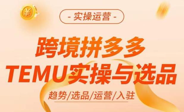 跨境拼多多TEMU实操与选品，​掌握平台运营方法技巧，选品避坑12条标准，爆款的底层思路等-第一精品资源库