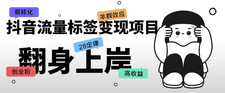 抖音流量标签变现项目，抖音创业粉轻松转化，单价高收益简单-第一精品资源库