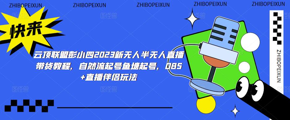 云顶联盟彭小四2023新无人半无人直播带货教程，自然流起号鱼塘起号，OBS+直播伴侣玩法-第一精品资源库