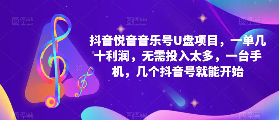 抖音音乐号U盘项目，一单几十利润，无需投入太多，一台手机，几个抖音号就能开始-第一精品资源库