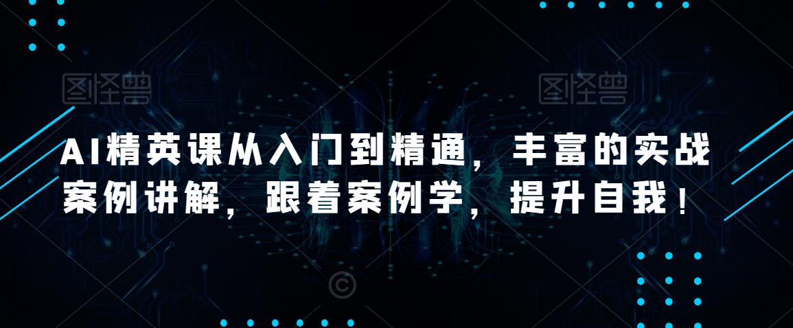 AI精英课从入门到精通，丰富的实战案例讲解，跟着案例学，提升自我！-第一精品资源库