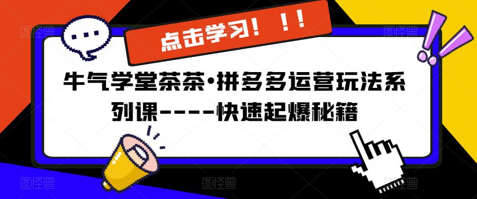 牛气学堂茶茶•拼多多运营玩法系列课—-快速起爆秘籍【更新】-第一精品资源库