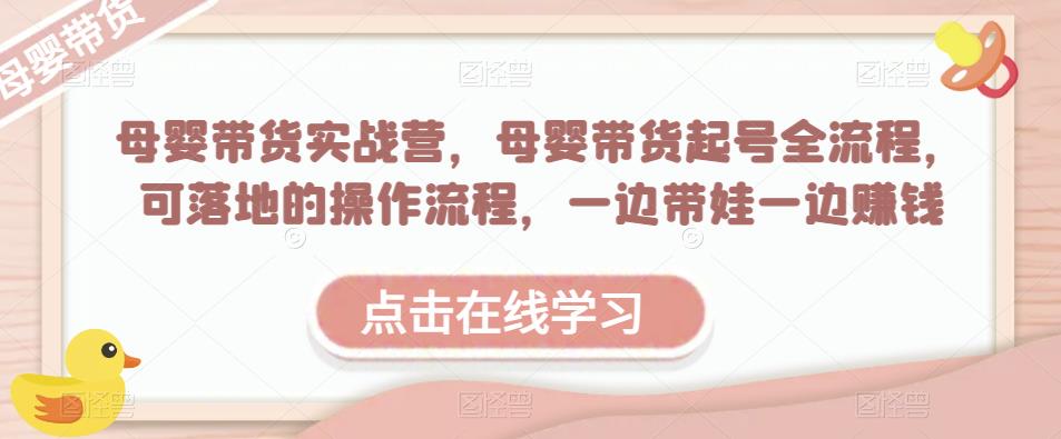 母婴带货实战营，母婴带货起号全流程，可落地的操作流程，一边带娃一边赚钱（附素材）-第一精品资源库