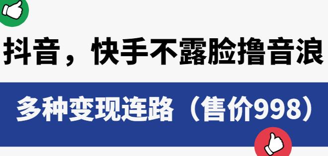抖音快手不露脸撸音浪项目，多种变现连路（售价998）-第一精品资源库