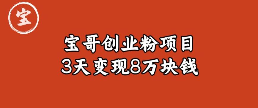 宝哥IP图文创业粉引流项目实战分享：单个账号3天涨粉1万，变现8万块钱（图文教程）【揭秘】-第一精品资源库