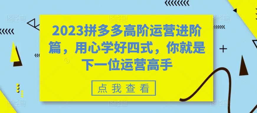 2023拼多多高阶运营进阶篇，用心学好四式，你就是下一位运营高手-第一精品资源库
