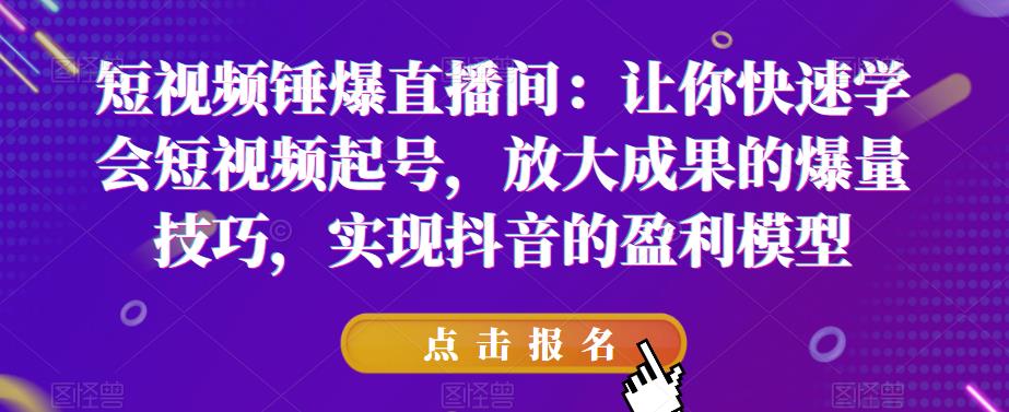 短视频锤爆直播间：让你快速学会短视频起号，放大成果的爆量技巧，实现抖音的盈利模型-第一精品资源库