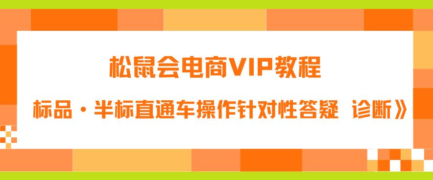 松鼠会电商VIP教程：松鼠《付费推广标品·半标直通车操作针对性答疑&诊断》-第一精品资源库