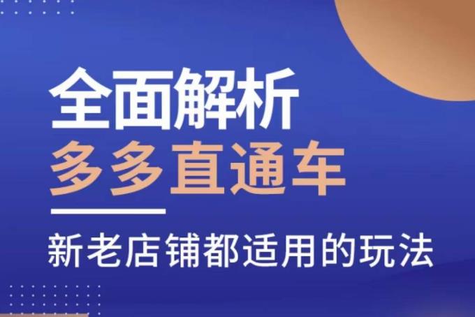 全面解析多多直通车，​新老店铺都适用的玩法-第一精品资源库