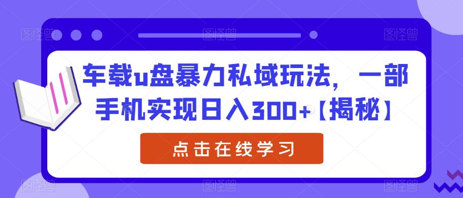 车载u盘暴力私域玩法，一部手机实现日入300+【揭秘】-第一精品资源库