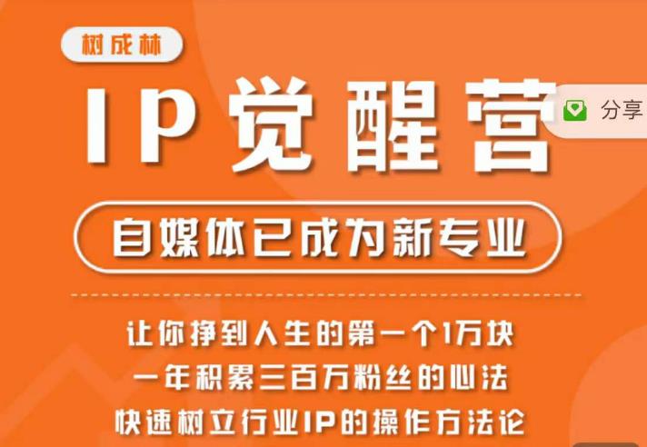 树成林·IP觉醒营，快速树立行业IP的操作方法论，让你赚到人生的第一个1万块（更新）-第一精品资源库