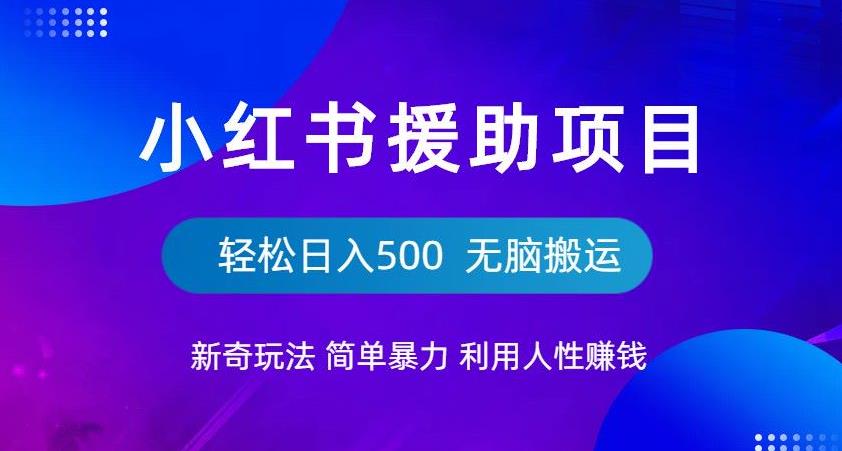 小红书援助项目新奇玩法，简单暴力，无脑搬运轻松日入500【揭秘】-第一精品资源库