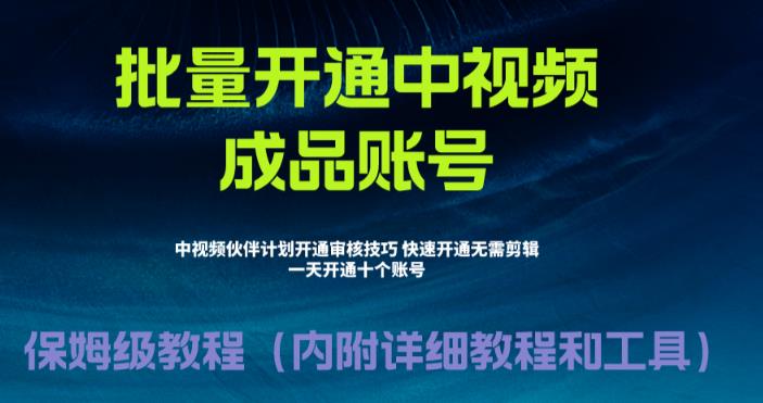 外面收费1980的暴力开通中视频计划教程，内附详细的快速通过中视频伙伴计划的办法-第一精品资源库