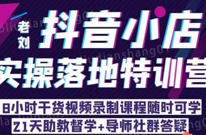 老刘·抖店商品卡流量，​抖音小店实操落地特训营，8小时干货视频录制课程随时可学-第一精品资源库