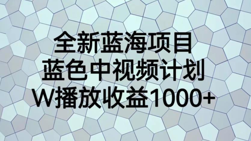 全新蓝海项目，蓝色中视频计划，1W播放量1000+【揭秘】-第一精品资源库