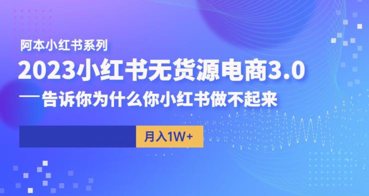 阿本小红书无货源电商3.0，告诉你为什么你小红书做不起来-第一精品资源库