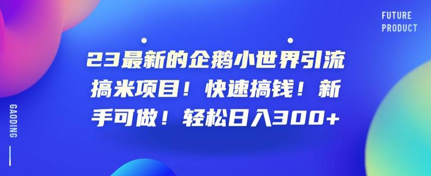 23最新的企鹅小世界引流搞米项目！快速搞钱！新手可做！轻松日入300+【揭秘】-第一精品资源库