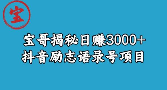 宝哥揭秘日赚3000+抖音励志语录号短视频变现项目-第一精品资源库
