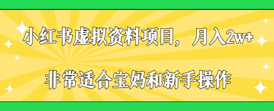 小红书虚拟资料项目，月入2w+，非常适合宝妈和新手操作【揭秘】-第一精品资源库