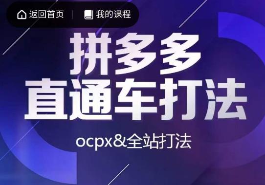 互力·拼多多直通车打法，ocpx&全站打法-第一精品资源库
