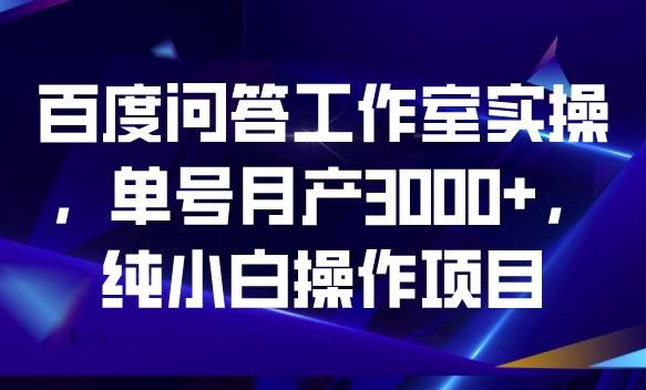 百度问答工作室实操，单号月产3000+，纯小白操作项目【揭秘】-第一精品资源库
