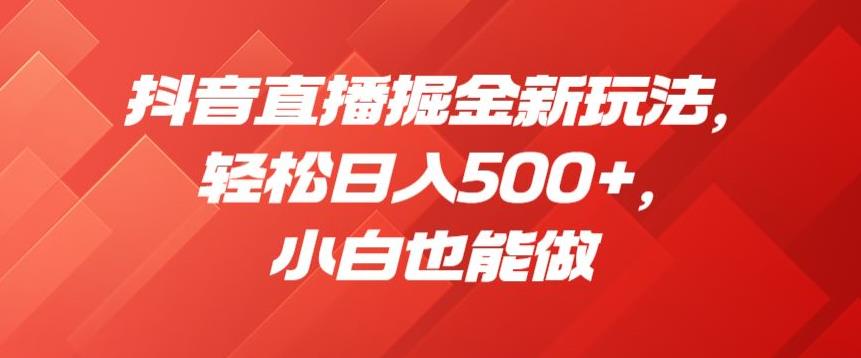 抖音直播掘金新玩法，轻松日入500+，小白也能做【揭秘】-第一精品资源库